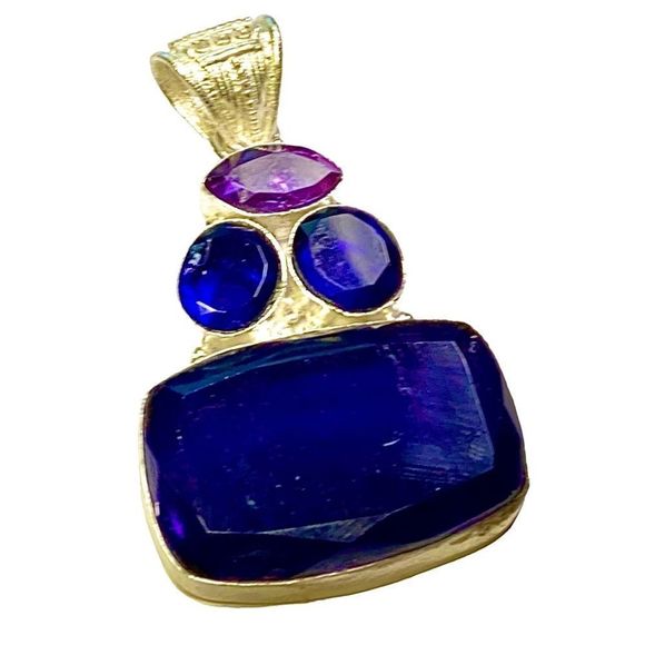 Amethyst Pendant Handmade Stampd 925 - Picture 8 of 10